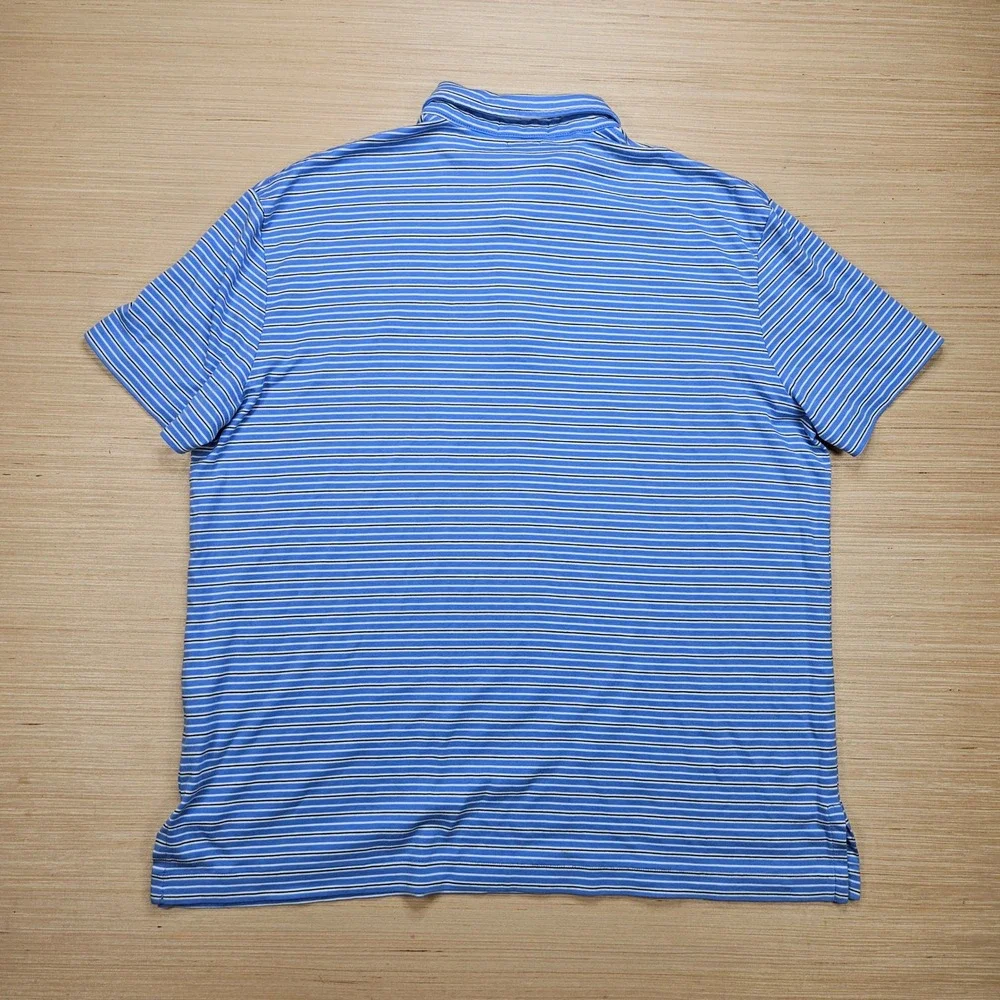 Polo Ralph Lauren Polo Men XL Blue Striped Pima Soft Touch Short Sleeve Shirt